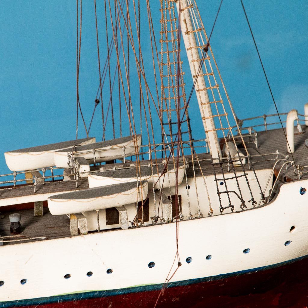 Antique 19th Century Model Ship In Glass Case