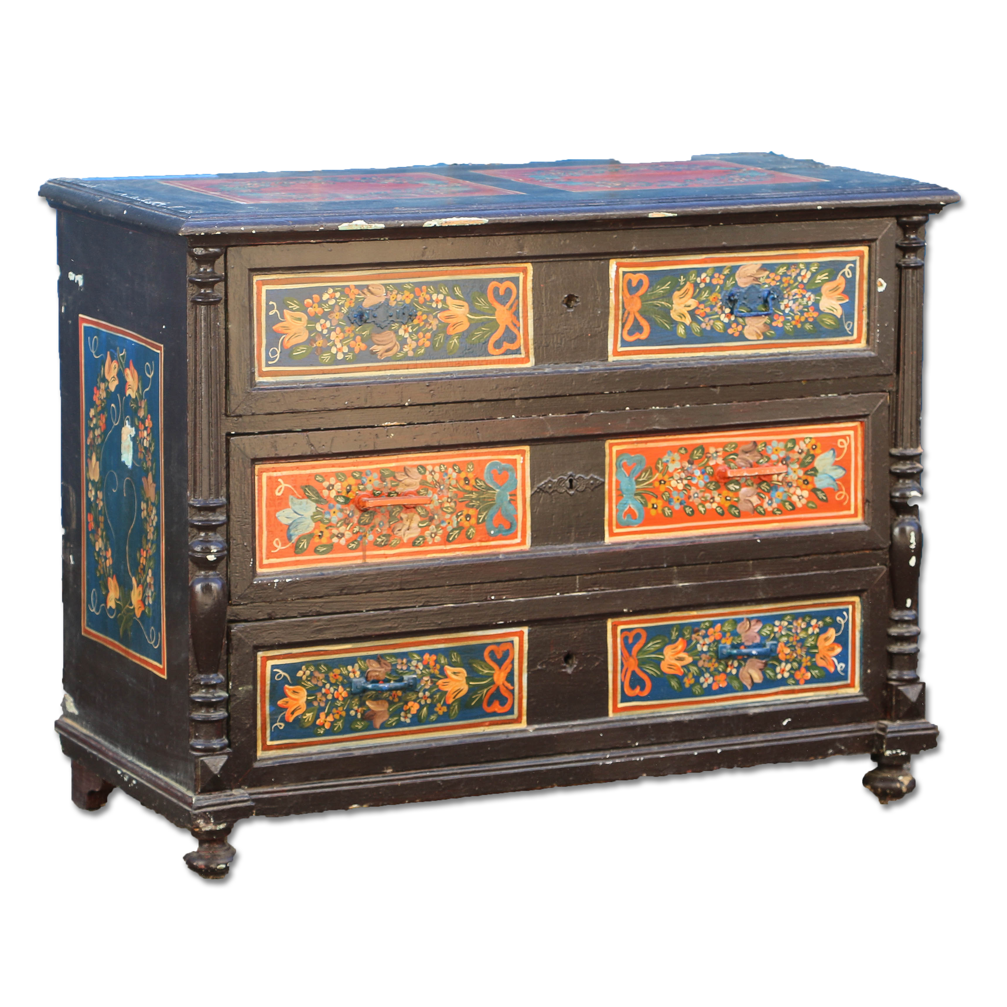 Antique Folk Art Painted Chest of Drawers