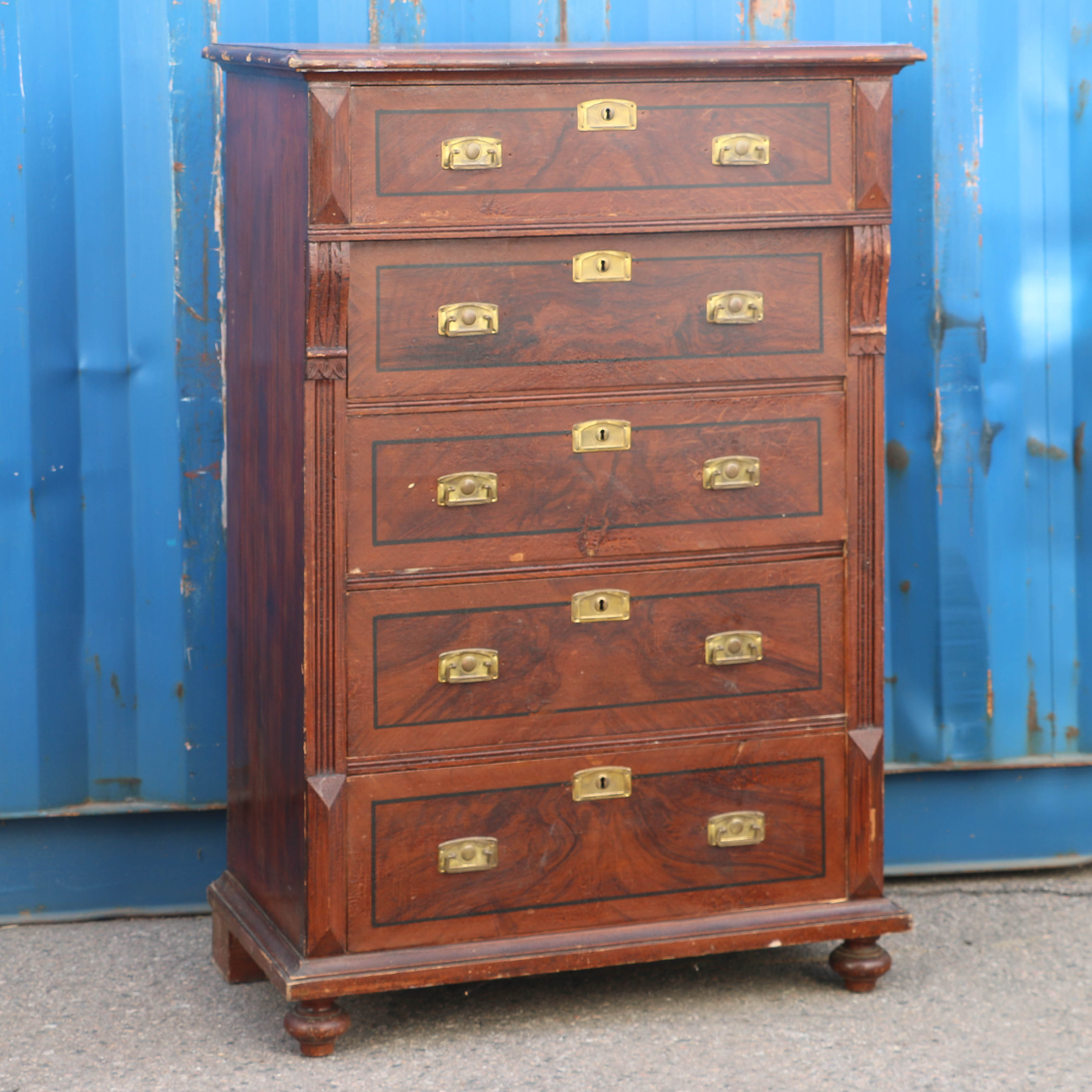 Antique Swedish Painted Pine Highboy