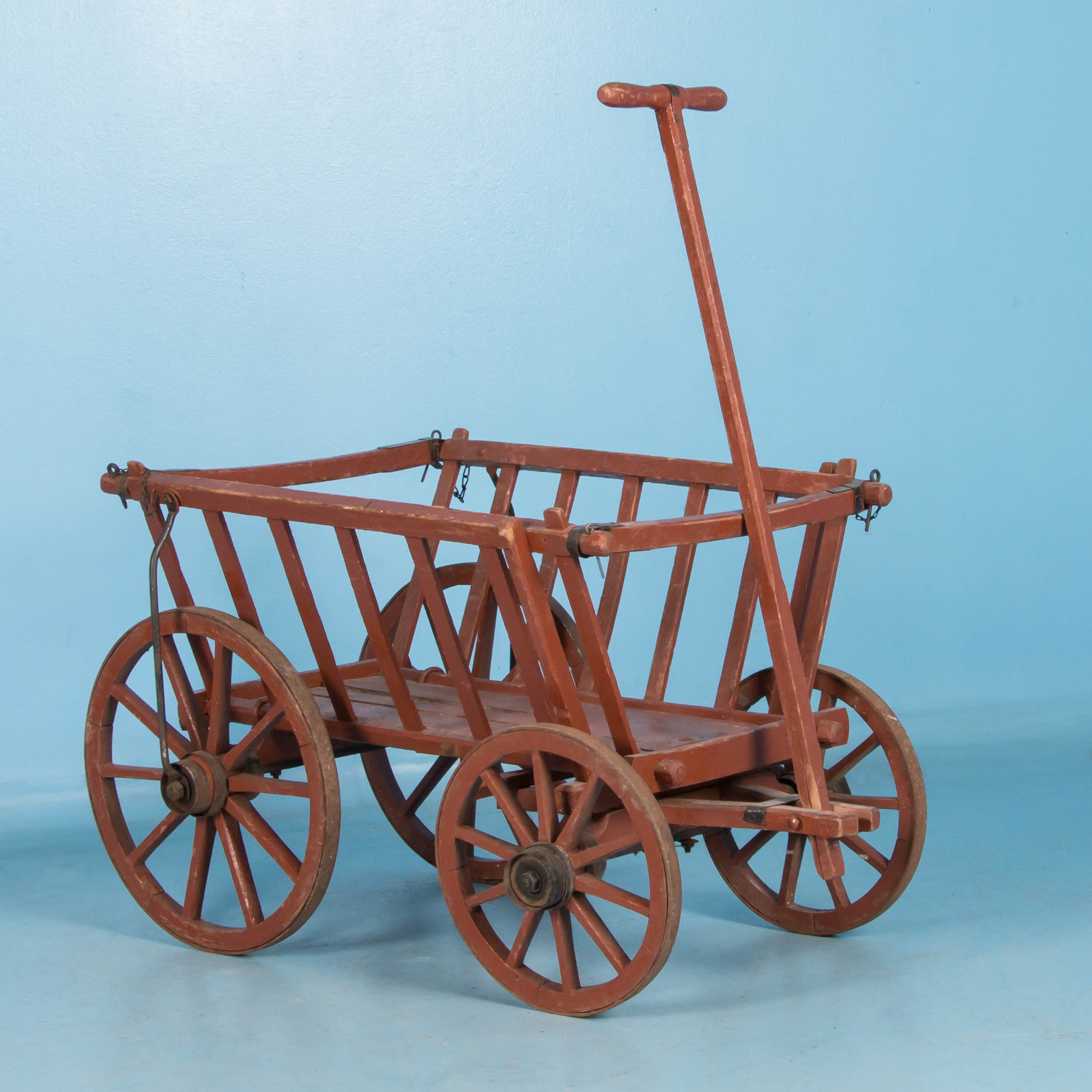 Antique 19th Century European Goat Cart Painted Red