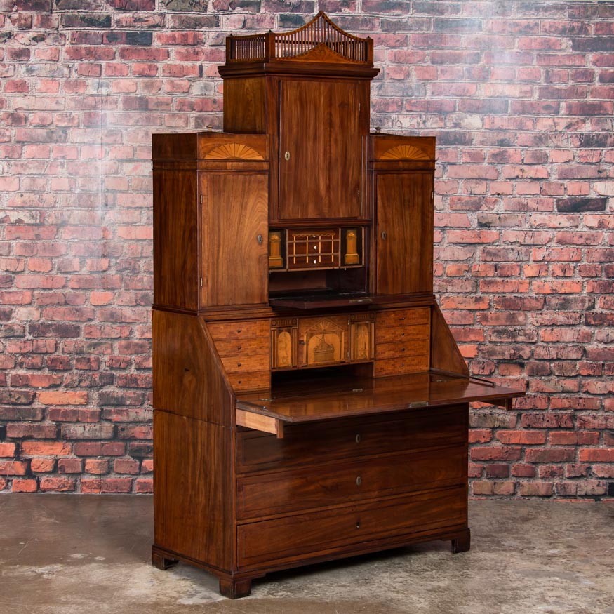 Details About Antique Danish Empire Mahogany Secretary Desk