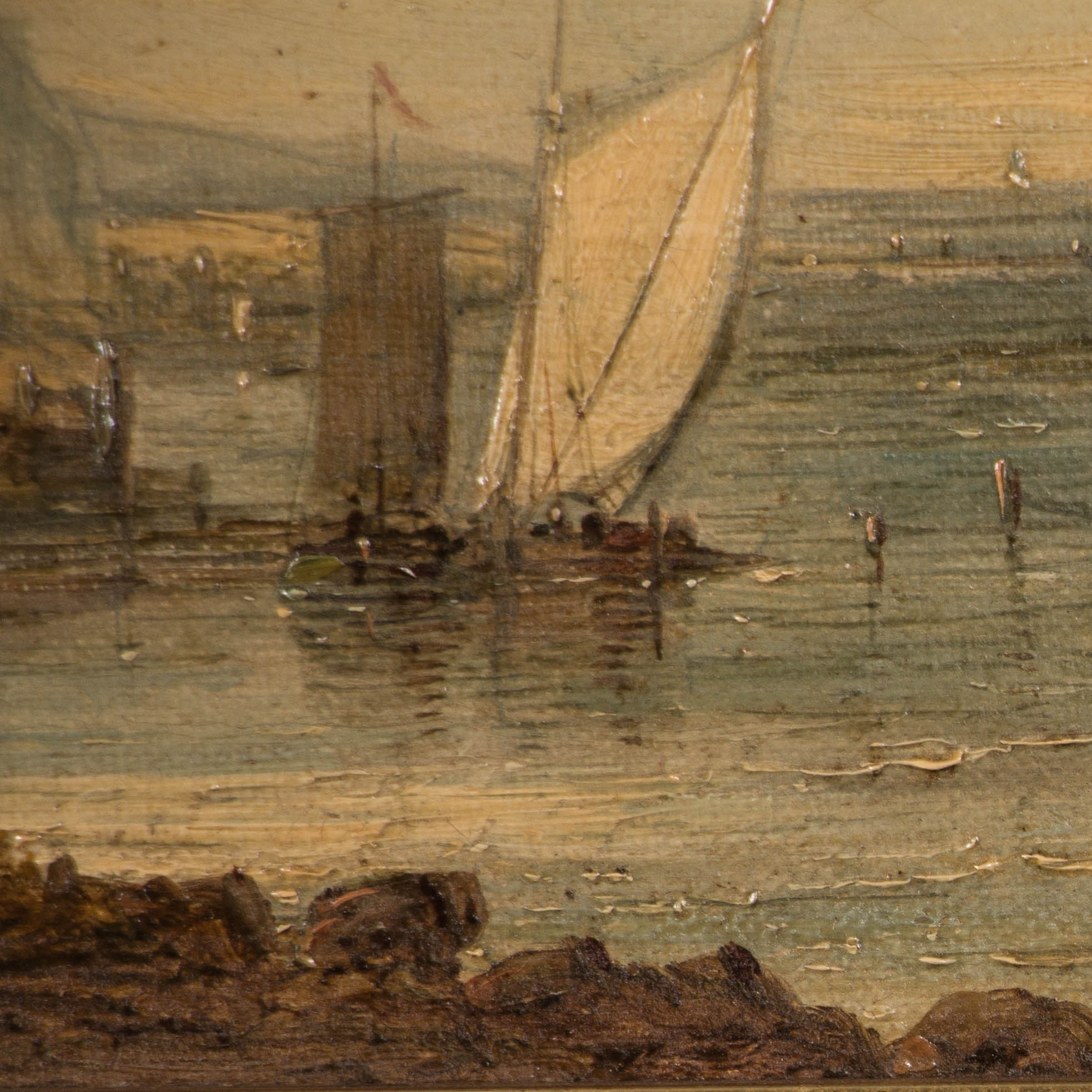 Antique English Oil on Canvas Painting, Cliffs of Dover, Signed Alfred